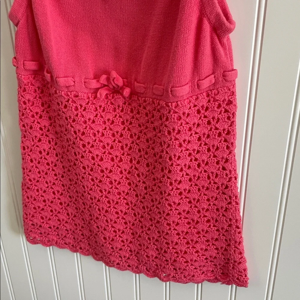 GYMBOREE GIRLS PINK CROCHETED KNIT TANK  SWEATER TOP SIZE 10